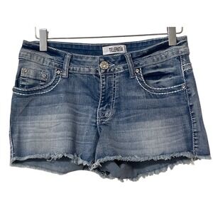 Telepatia Denim Shorts Size 7/28  Embellished Wing Pockets Festival Boho